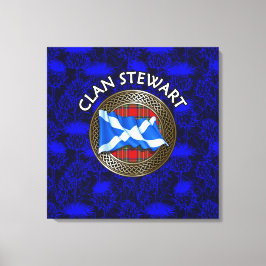 Lienzo Clan Stewart Escudo y Tartan Knot on Thistle