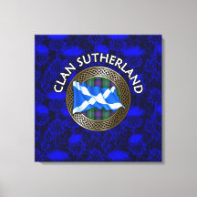 Clan Sutherland Escudo y Tartan Knot on Thistle