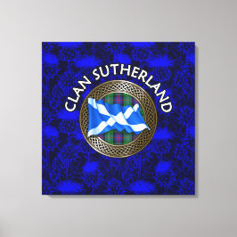 Lienzo Clan Sutherland Escudo y Tartan Knot on Thistle