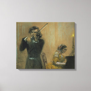 Lienzo Clara Schumann (1819-96) y un violinista, 1854 (PA