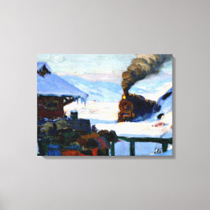 Lienzo Clarence Gagnon - El tren Baie-Saint Paul