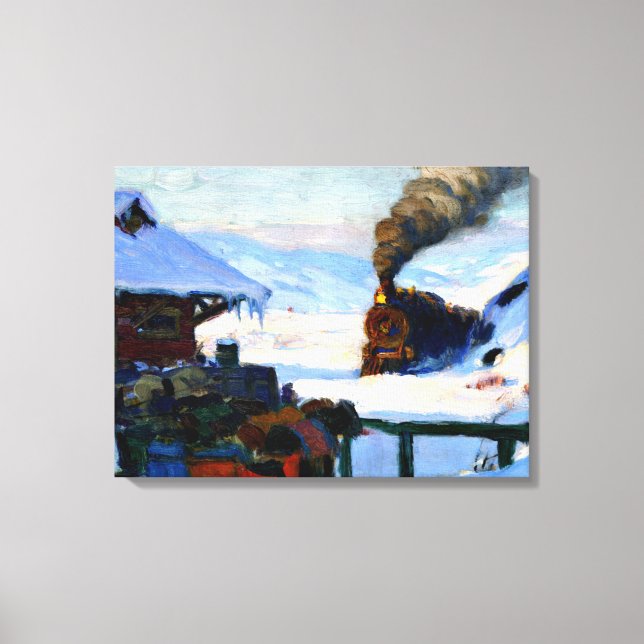 Lienzo Clarence Gagnon - El tren Baie-Saint Paul (Anverso)