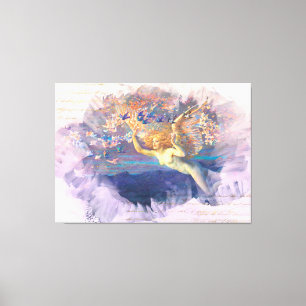 Lienzo *~* Clásica AP14 Mujer Angel Fairy Gold Ephemera