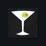 Lienzo Clásica película Martini Canvas rayadas (más grand<br><div class="desc">Esta película clásica Martini Stretched Canvas (negro) presenta un fondo negro y la imagen de una silueta blanca de un cristal de martini. En el interior de la copa hay una gloriosa aceituna verde con un pimento naranja. Esta es una divertida pieza de arte mural para todos los que desean...</div>
