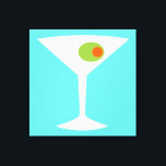 Lienzo Clásica película Martini Canvas rayadas (más grand<br><div class="desc">Este clásico de la película Martini Stretched Canvas (turquesa) presenta un fondo negro y la imagen de una silueta blanca de un cristal de martini. En el interior de la copa hay una gloriosa aceituna verde con un pimento naranja. Esta es una divertida pieza de arte mural para todos los...</div>