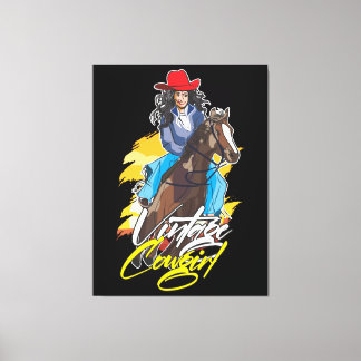 Lienzo Clásico de Chica de Rodeo de Vintage