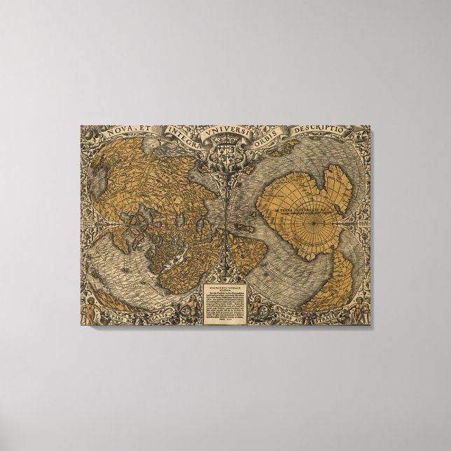 Lienzo Clásico Mapa del Mundo Antiguo de 1531 de Oronce F (Anverso)
