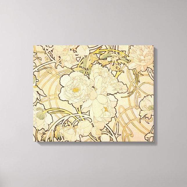 Lienzo Clásico patrón de jardín de peonías Art Nouveau de (Anverso)