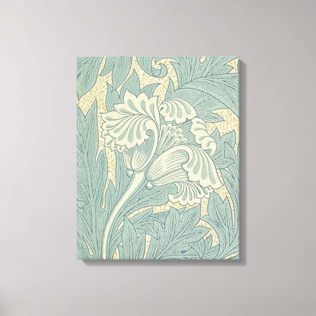 Lienzo Clásico Tulipán Azul Floral de William Morris (Anverso)