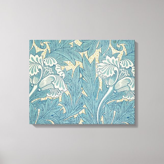 Lienzo Clásico Tulipán Azul Floral de William Morris (Anverso)