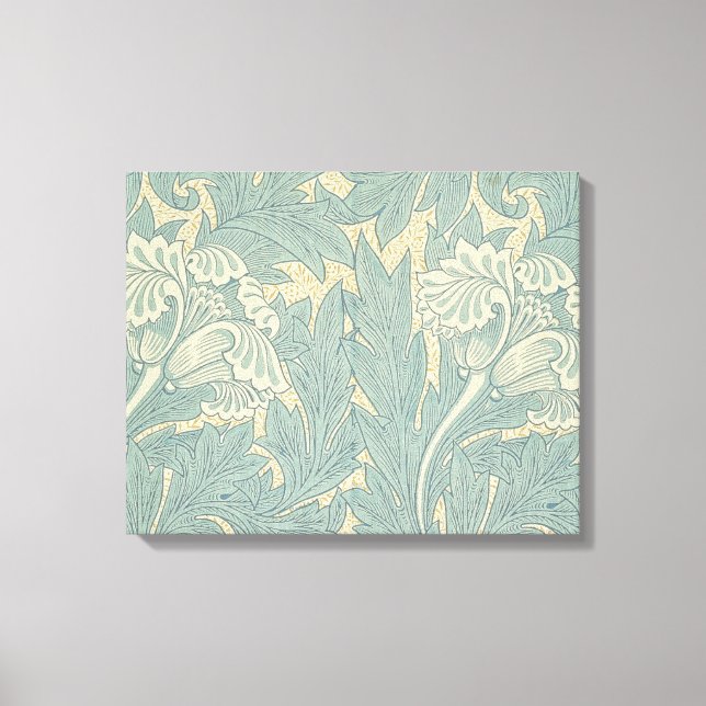 Lienzo Clásico Tulipán Azul Floral de William Morris (Anverso)