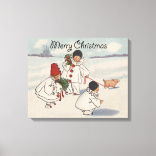 Lienzo Clásico Vintage Christmas Snow Child