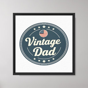 Lienzo Clásico Vintage Papá Retro Insignia Estrellas y Fr