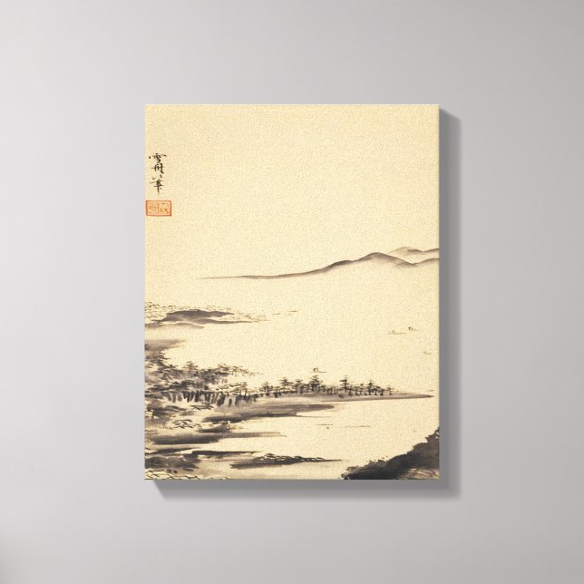 Lienzo Clásicos Zen - Sesshu - Paisaje otoñal (Anverso)