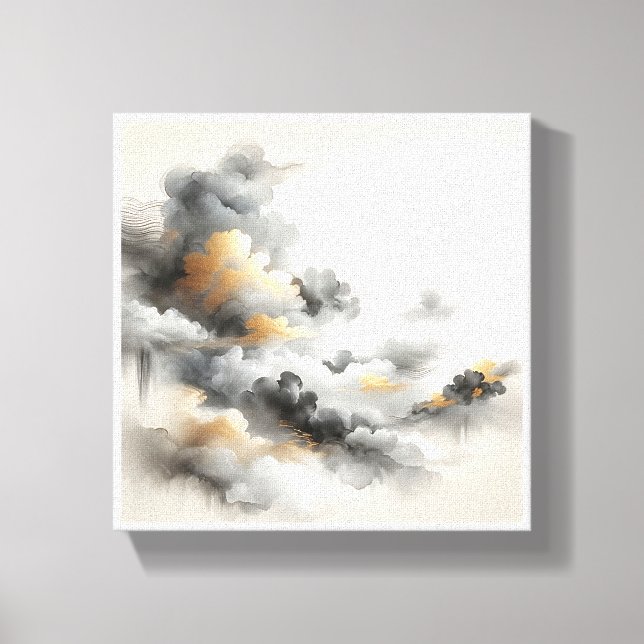 Lienzo Classical Chinese Ink Wash Clouds - Elegant Grey a (Anverso)
