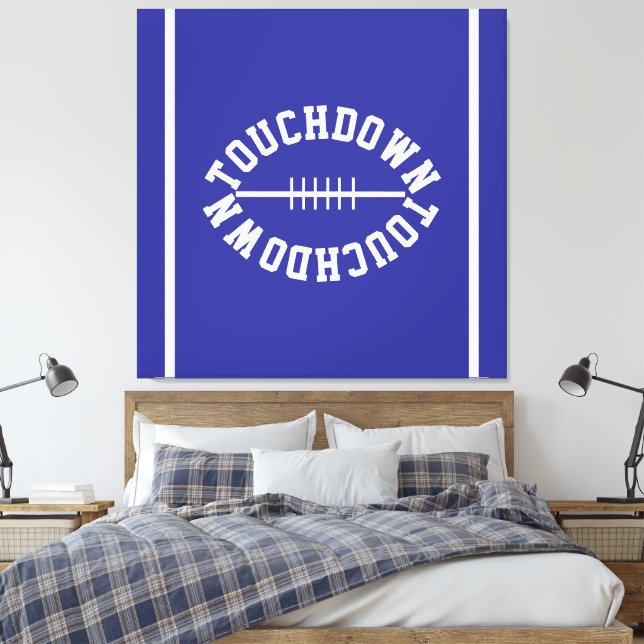 Lienzo Classy Athletic TOUCHDOWN Stripes On Deep Blue (Insitu(Dormitorio))