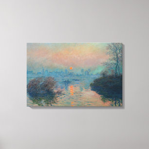 Lienzo Claude Monet - Atardecer en el Sena en Lavacourt