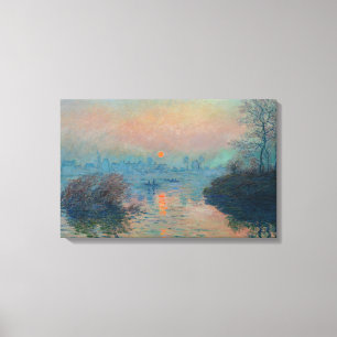 Lienzo Claude Monet - Atardecer en el Sena en Lavacourt