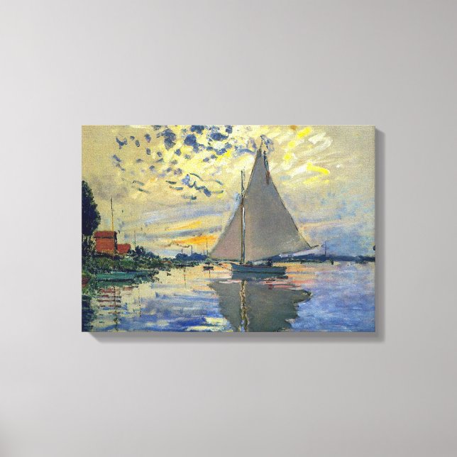 Lienzo Claude Monet - Barco de vela en Le Petit-Gennevill (Anverso)