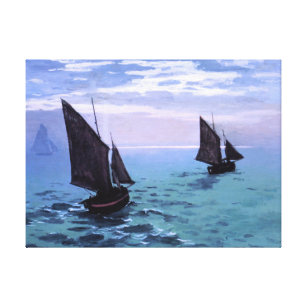Lienzo Claude Monet: Barcos de pesca en su manera