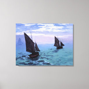 Lienzo Claude Monet: Barcos de pesca en su manera