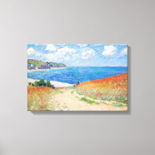 Lienzo Claude Monet - Camino en campos de trigo en Pourvi