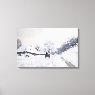 Lienzo Claude Monet - Caricatura en el camino de nieve en