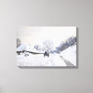 Lienzo Claude Monet - Carro en el camino nevado en Honfle