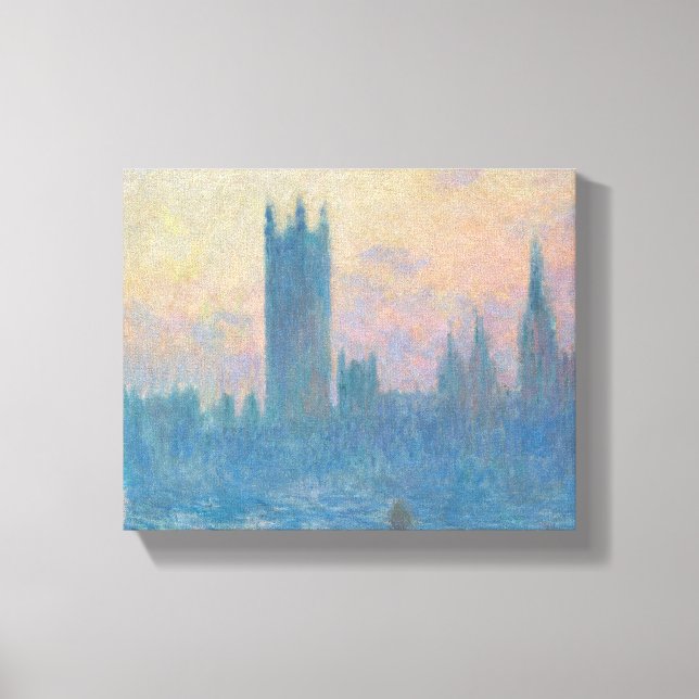Lienzo Claude Monet Casas del Parlamento Puesta de sol (Anverso)