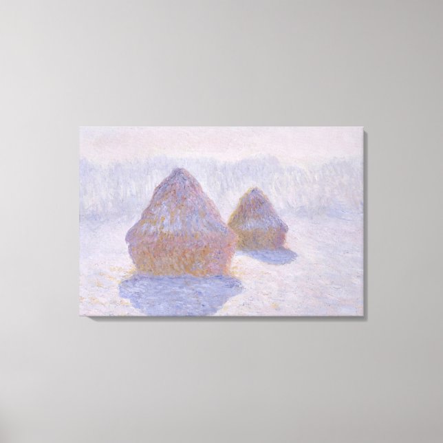 Lienzo Claude Monet | Efecto Haystacks de Nieve y Sol (Anverso)