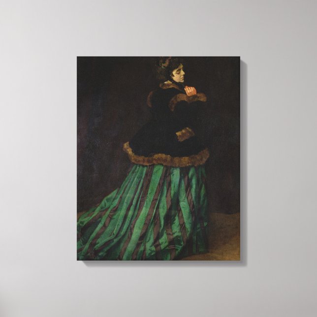 Lienzo Claude Monet | La mujer vestida de verde, 1866 (Anverso)