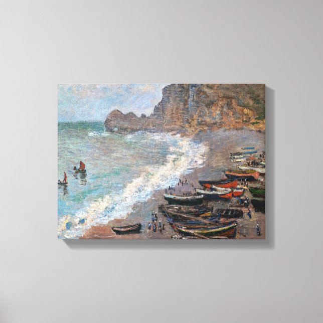 Lienzo Claude Monet - La playa de Etretat (Anverso)