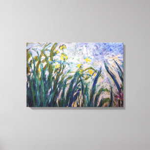 Lienzo Claude Monet - Lirios amarillos y púrpuras
