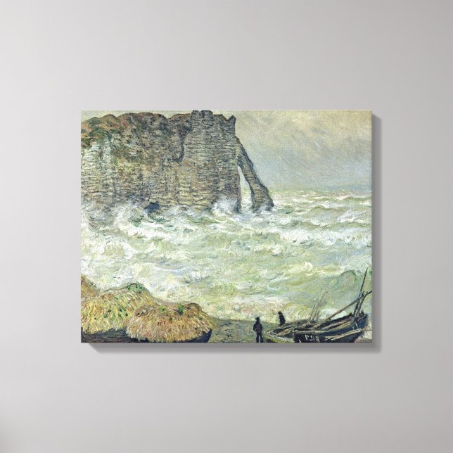 Lienzo Claude Monet | Mar duro en Etretat, 1883 (Anverso)