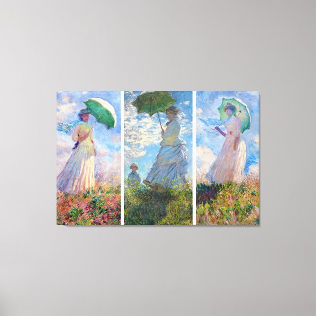 Lienzo Claude Monet - Mujer con asador (Anverso)