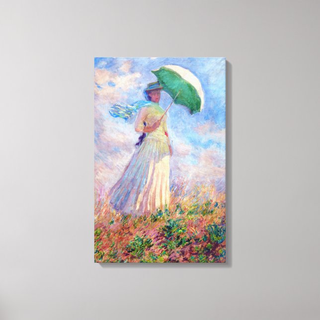 Lienzo Claude Monet - Mujer con Parasol a la derecha (Anverso)