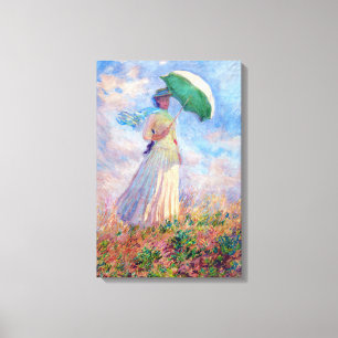 Lienzo Claude Monet - Mujer con un Parasol mirando a la d