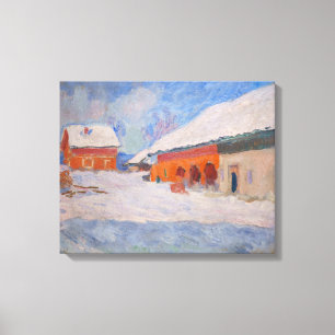 Lienzo Claude Monet - Noruega, Casas Rojas en Bjornegaard