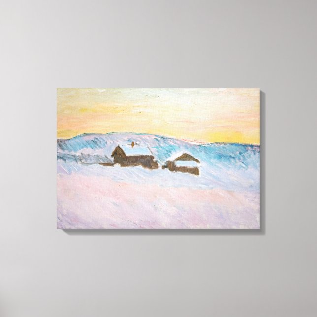 Lienzo Claude Monet - Paisaje noruego, casas azules (Anverso)