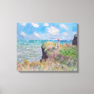 Lienzo Claude Monet - Paseo por el acantilado en Pourvill
