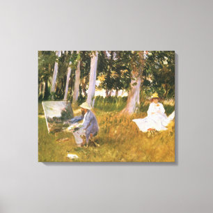Lienzo Claude Monet pintando, en el lindero de un bosque 