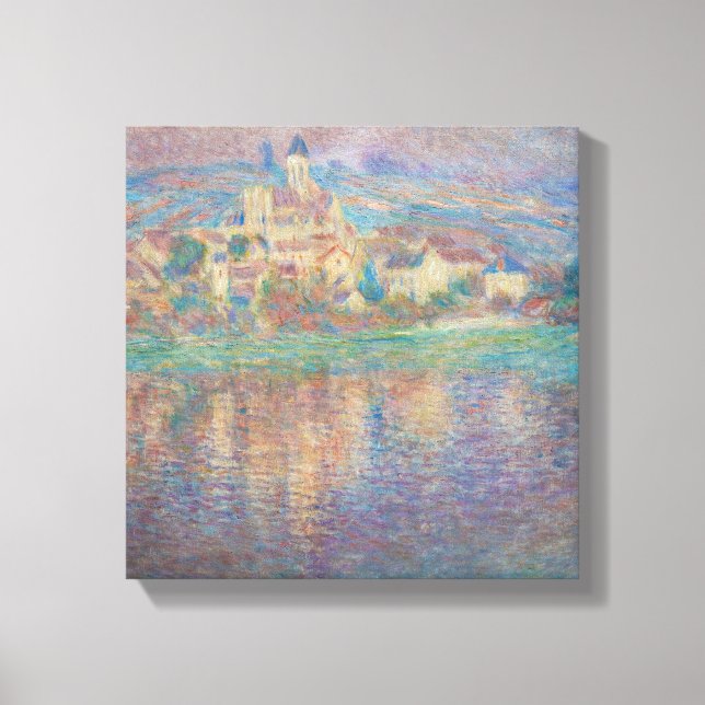 Lienzo Claude Monet - Vetheuil, Puesta de sol (Anverso)