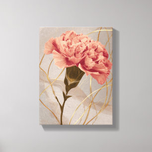 Lienzo Clavel Floral Dorado Rosa Rubor