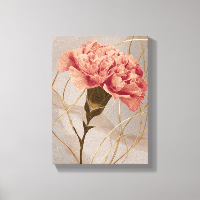 Lienzo Clavel Floral Dorado Rosa Rubor (Anverso)