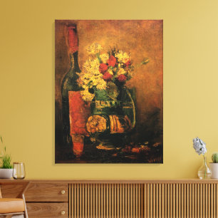 Lienzo Claveles, Rosas y una Botella por Vincent van Gogh