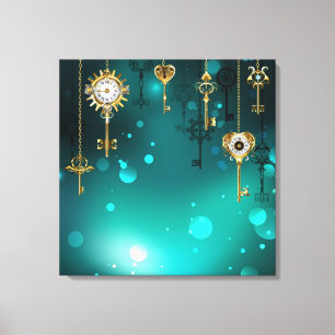 Lienzo Claves de esqueleto antiguas sobre fondo verde