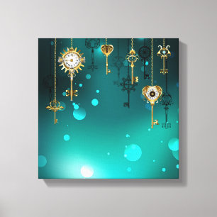 Lienzo Claves de esqueleto antiguas sobre fondo verde