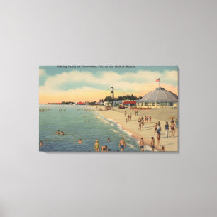 Lienzo Clearwater, FL - nadadores y Sunbathers en la