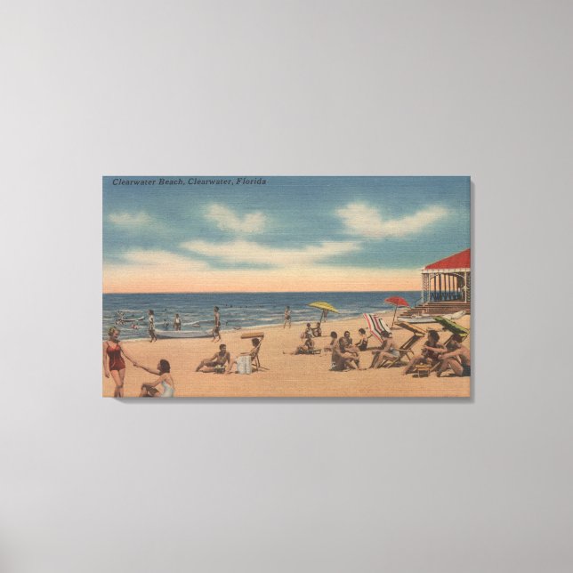 Lienzo Clearwater, Florida - Vista de la playa de Clearwa (Anverso)
