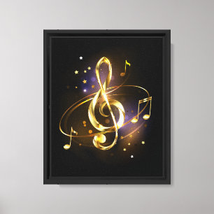 Lienzo Clef de sol de música dorada